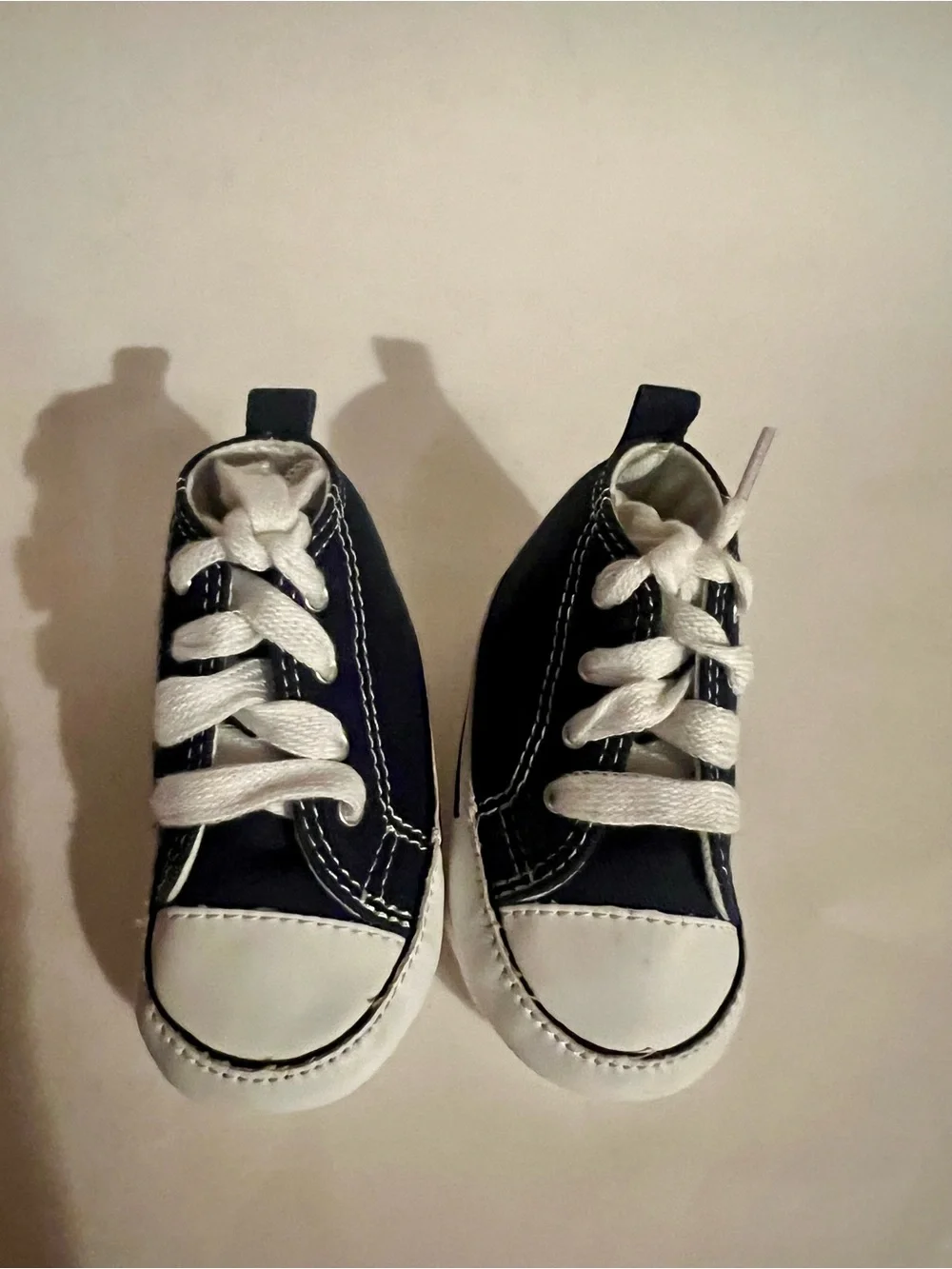 Converse All Star Baby Navy Canvas Lace-Up Crib Shoes with White Trim